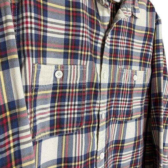 J Crew Shirt Mens Medium Flannel Plaid Button Up Long Sleeve Pockets Preppy - Picture 5 of 9